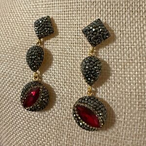 Elegant Black and Red Dangle Earrings